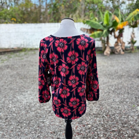 NWT Jones New York Floral Blouse • Pacific Navy/Fresh Guava - Picture 4 of 16